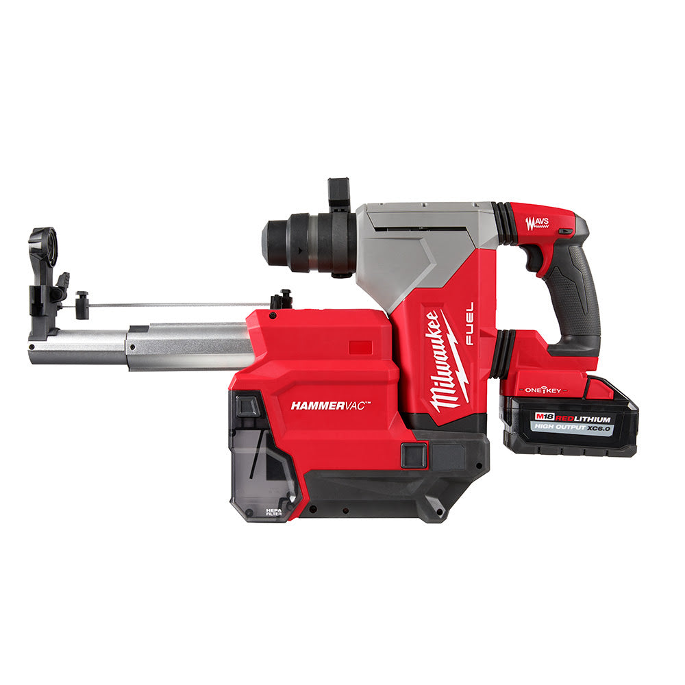 Milwaukee 2915-22DE M18 FUEL 1-1/8” SDS Plus Rotary Hammer Kit With Dedicated Dust Extractor - (2) XC6.0 Battery Pack - 3