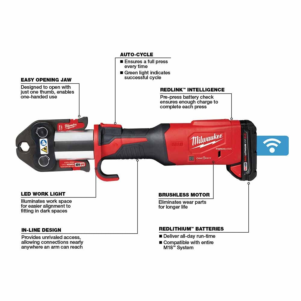 Milwaukee 2922-82 M18 FORCE LOGIC Press Tool w/ One-Key (Reconditioned) - 6