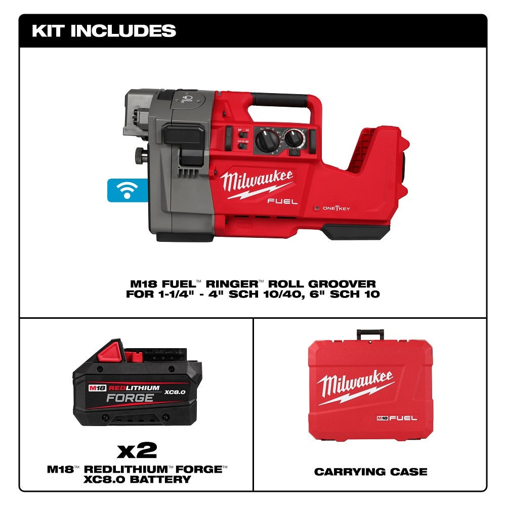 Milwaukee 2927-22 M18 FUEL RINGER Roll Groover for 1-1/4” - 4” Sch 10/40, 6” Sch 10 - 11