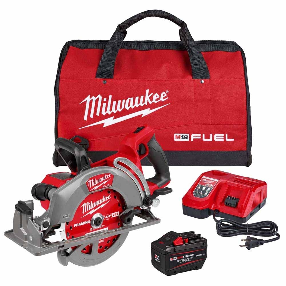 Milwaukee 2930-21HD M18 FUEL 7-1/4" Rear Handle Circular Saw Kit with 12.0Ah Battery/Rapid Charger
