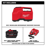 Milwaukee 2938-21 M18 Brushless Refrigerant Recovery Machine Kit with 12.0Ah Battery and Rapid Charger (2 Mesh Filter Screens) - 2