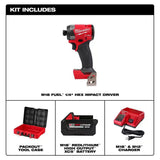 Milwaukee 2953-21HO 18V 1/4" Hex Brushless Cordless Impact Driver PACKOUT Kit with 5 Ah Battery - 2