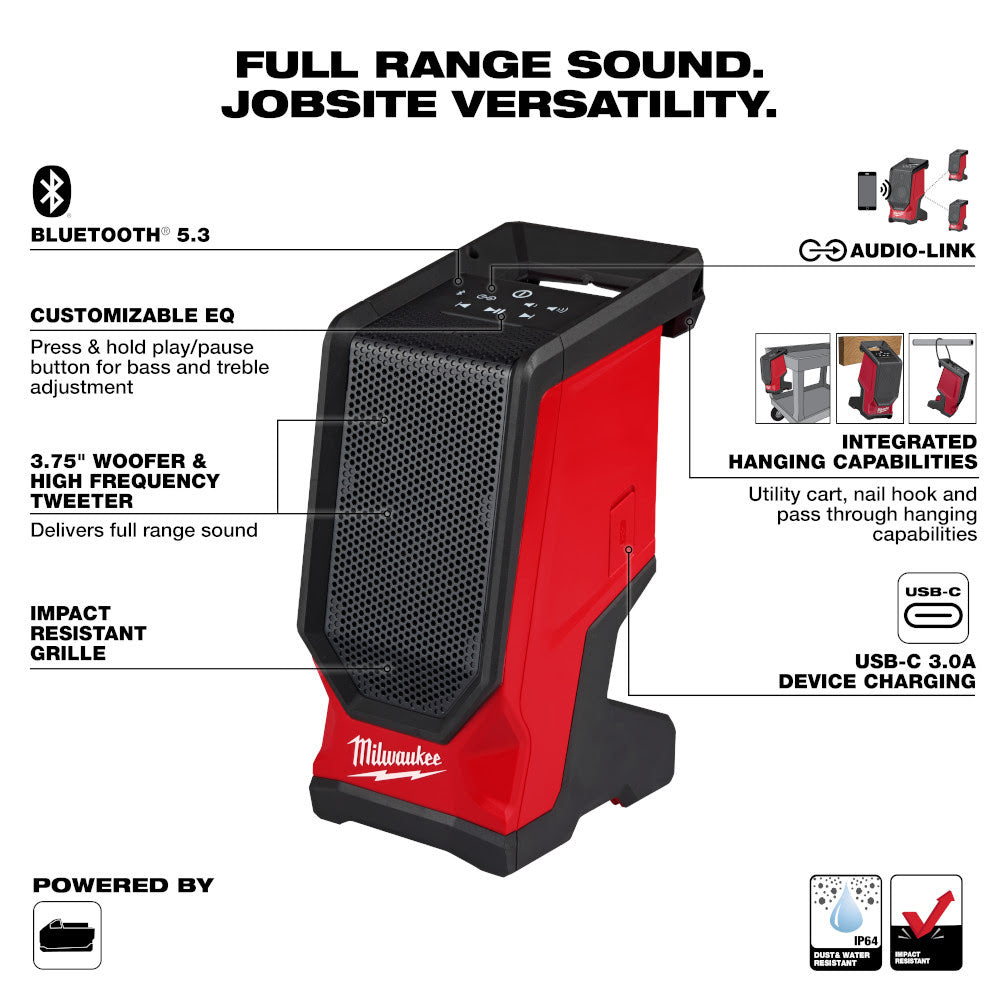 Milwaukee 2954-20 M18 Bluetooth Jobsite Speaker - 2