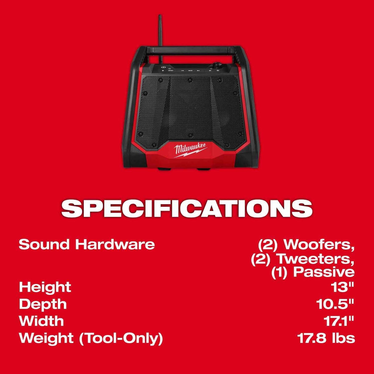 Milwaukee 2956-20 M18 Bluetooth Jobsite Radio and Charger with AUDIO-LINK and USB-C - 4