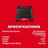 Milwaukee 2956-20 M18 Bluetooth Jobsite Radio and Charger with AUDIO-LINK and USB-C - 4