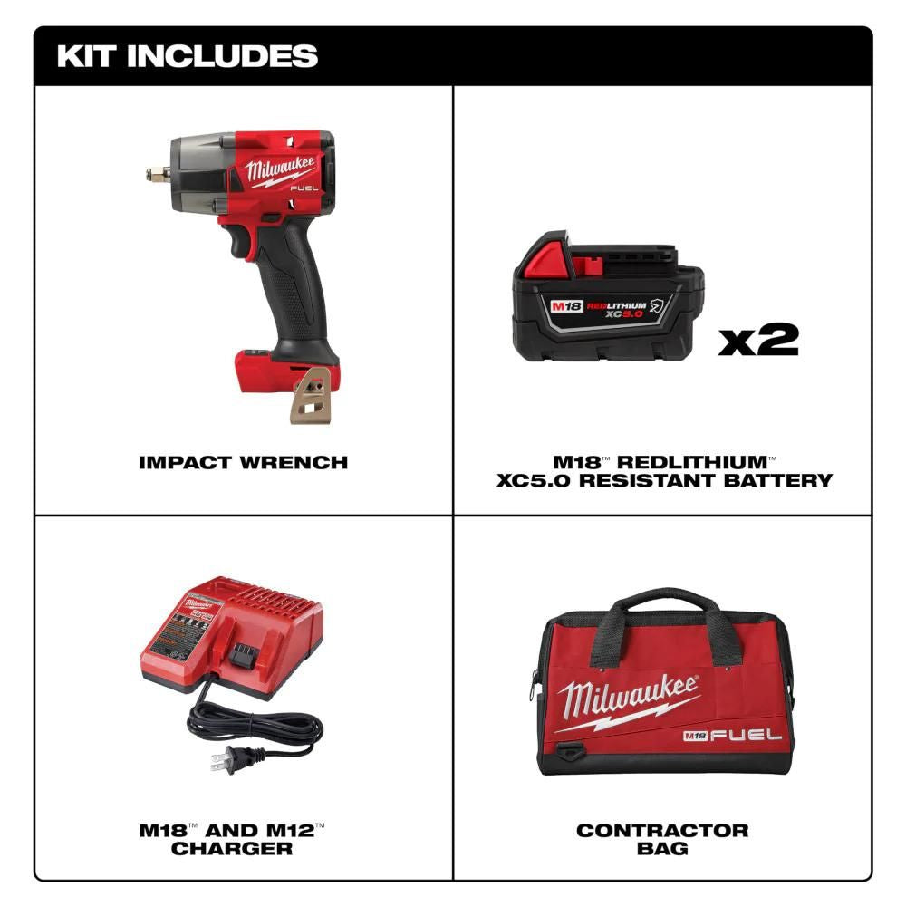 Milwaukee 2960-22R M18 FUEL 3/8 " Mid-Torque Impact Wrench w/ Friction Ring Kit - 5