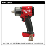 Milwaukee 2962-80 M18 FUEL™ 1/2" Mid-Torque Impact Wrench w/ Friction Ring Bare Tool (Reconditioned) - 2