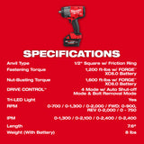 Milwaukee 2967-21F M18 FUEL 1/2" High Torque Impact Wrench w/ Friction Ring REDLITHIUM FORGE Kit - 8