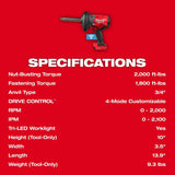 Milwaukee 2969-20 M18 FUEL 3/4" Extended Anvil High Torque Impact Wrench with ONE-KEY - 10