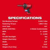 Milwaukee 2969-20 M18 FUEL 3/4" Extended Anvil High Torque Impact Wrench with ONE-KEY - 10