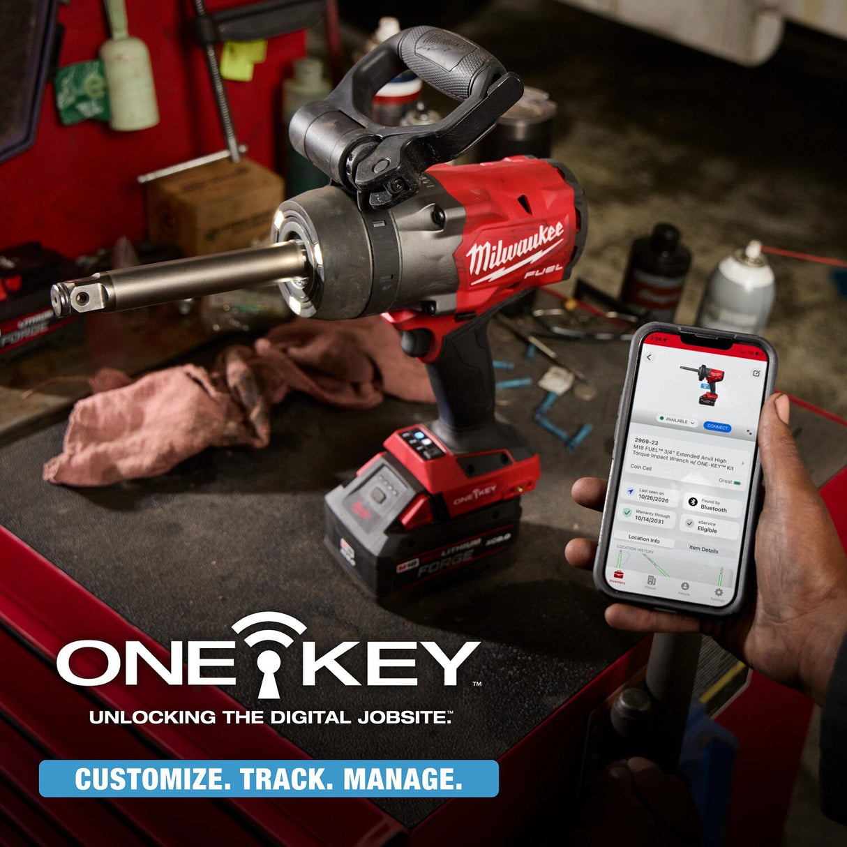 Milwaukee 2969-20 M18 FUEL 3/4" Extended Anvil High Torque Impact Wrench with ONE-KEY - 12