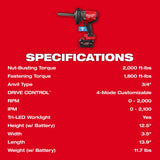 Milwaukee 2969-22 18V 3/4" Extended Anvil High Torque Impact Wrench Kit with ONE-KEY (2 Batteries, 1 Charger) - 11