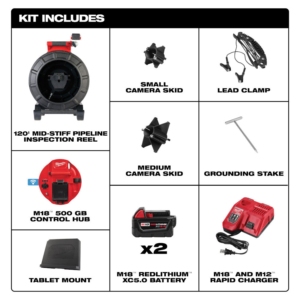 Milwaukee 2973-22 M18™ 120’ Pipeline Inspection Camera Reel System Kit w/ Two Batteries and Charger - 8