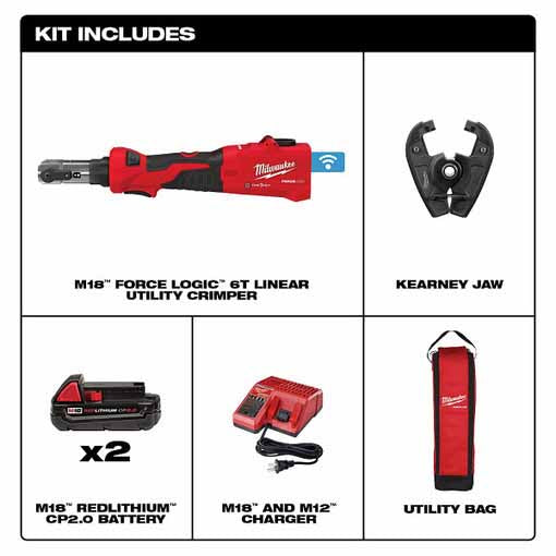 Milwaukee 2978-22K M18™ FORCE LOGIC™ 6T Linear Utility Crimper Kit w/ Kearney Jaw - 5