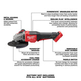 Milwaukee 2980-22 M18 FUEL 4-1/2" 6" GRINDER, PADDLE SWITCH NO-LOCK 2 BATT KIT - 7