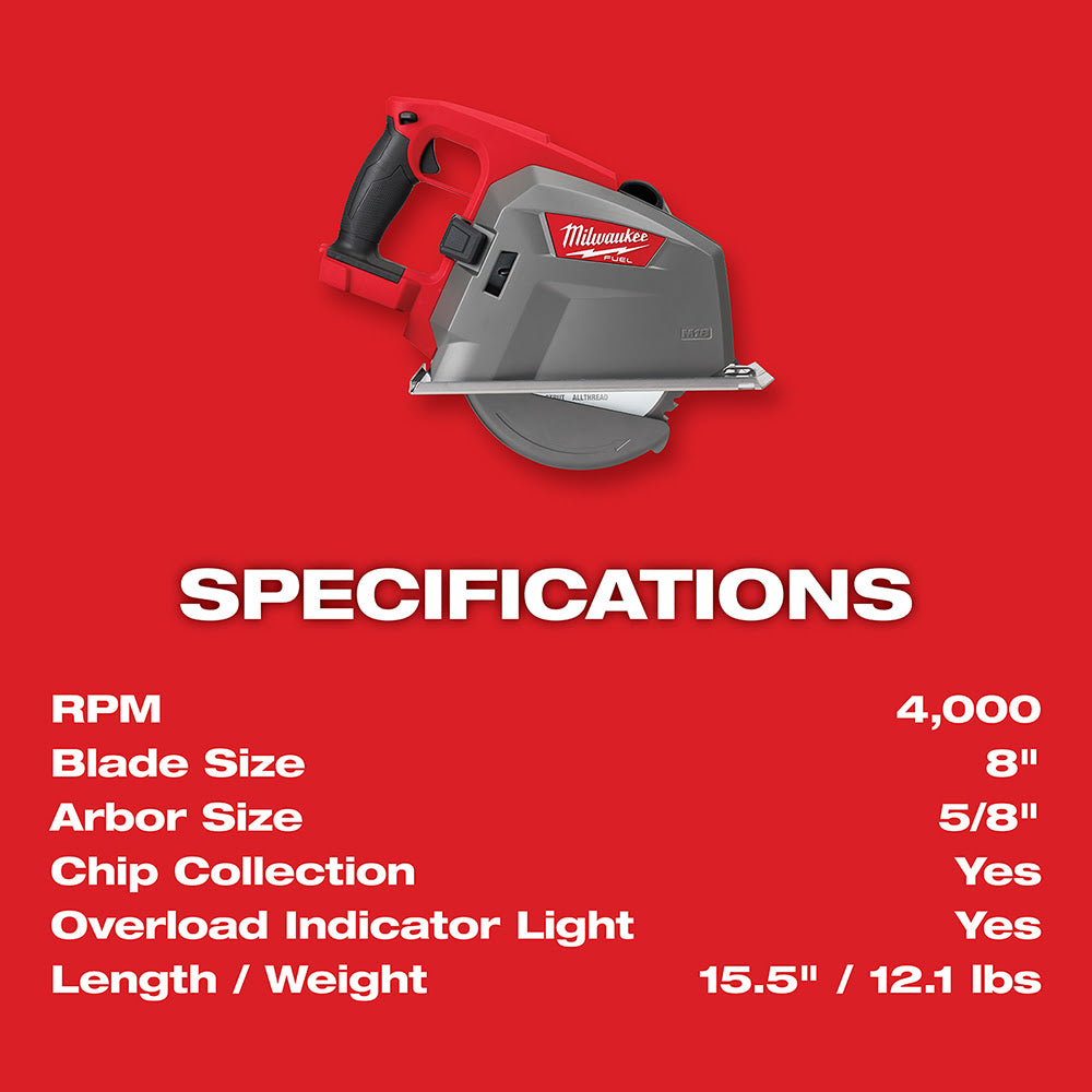 Milwaukee 2982-20 M18 FUEL 8" Metal Cutting Circular Saw (Tool Only) - 8