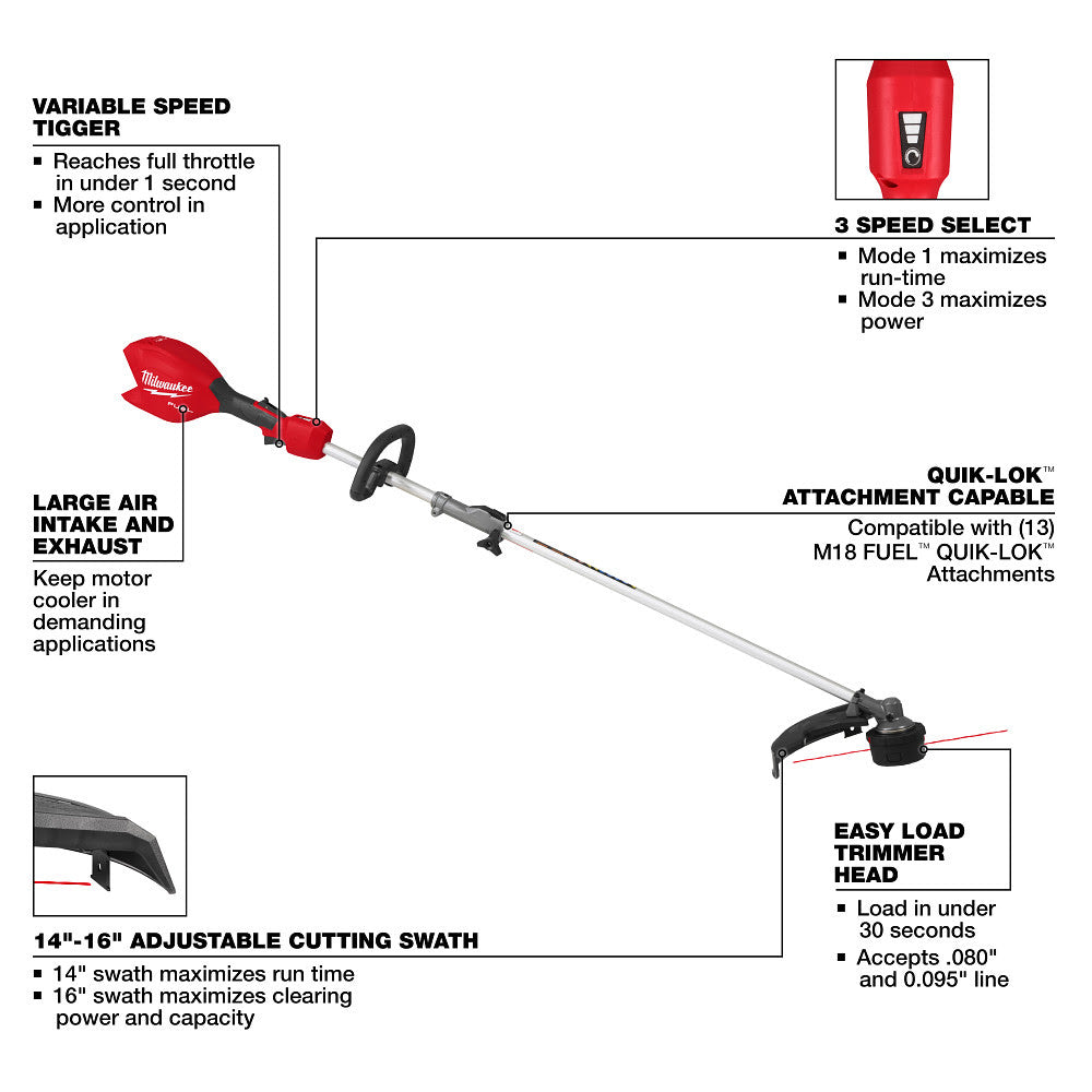 Milwaukee 3016-20ST M18 FUEL String Trimmer w/ QUIK-LOK - 7