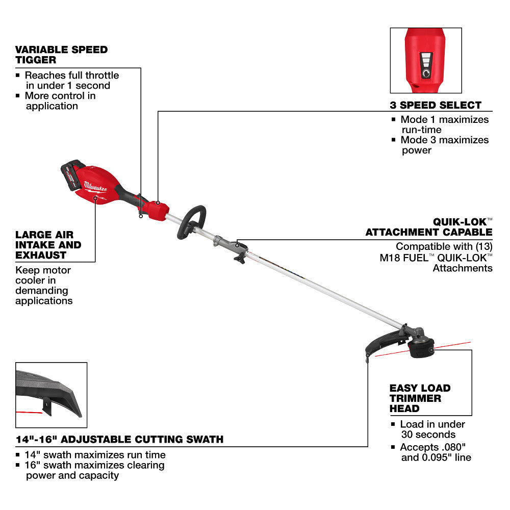 Milwaukee 3016-21ST M18 FUEL String Trimmer w/ QUIK-LOK Kit - 7