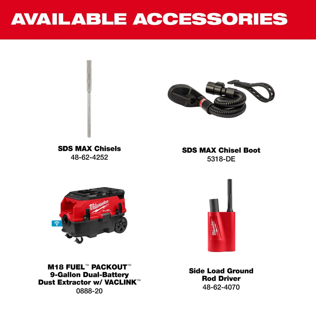 Milwaukee 3018-22HD M18 Fuel 18 lb SDS Max Demolition Hammer Kit with ONE-KEY (2 Batteries) - 11