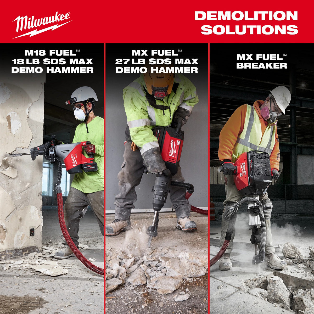 Milwaukee 3018-22HD M18 Fuel 18 lb SDS Max Demolition Hammer Kit with ONE-KEY (2 Batteries) - 12
