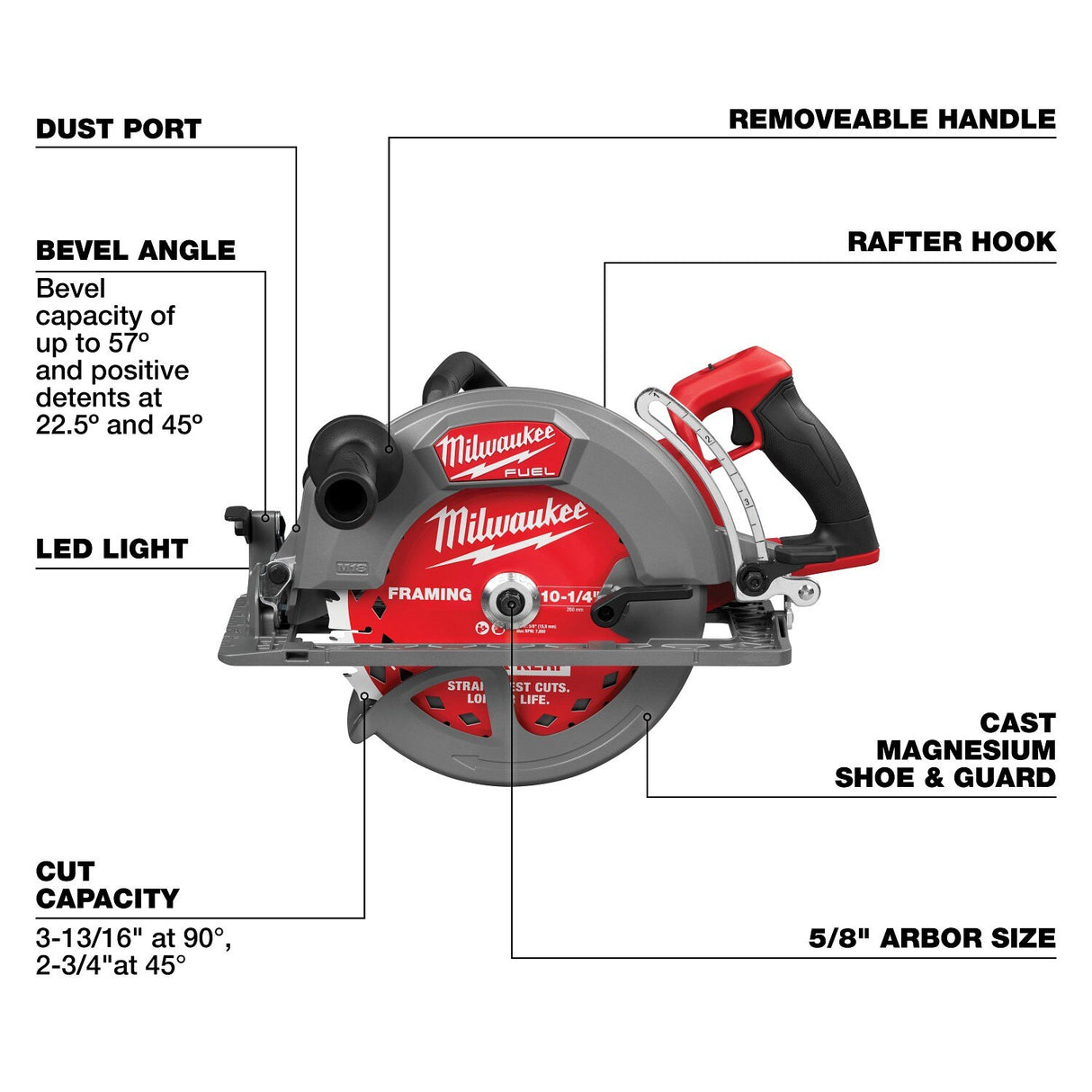 Milwaukee 3026-20 M18 FUEL 10-1/4" Rear Handle Circular Saw - 10