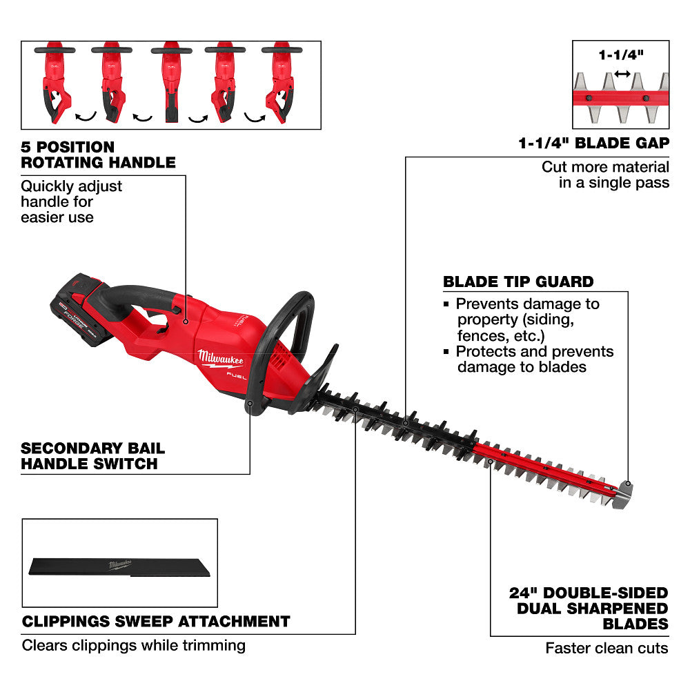 Milwaukee 3033-21 M18 FUEL 24" Hedge Trimmer Kit - 4