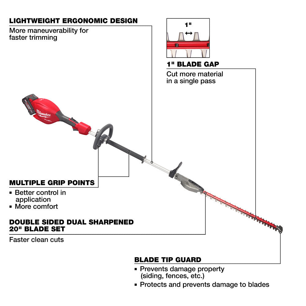 Milwaukee 3043-21 M18 FUEL Short Pole Hedge Trimmer Kit - 4