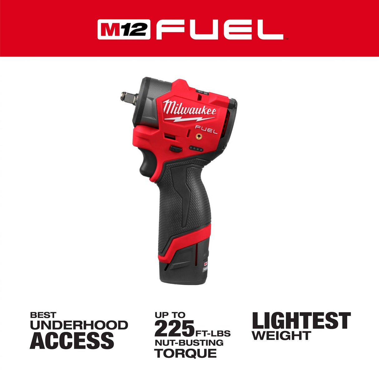 Milwaukee 3049-22 M12 FUEL 3/8" Subcompact Impact Wrench Kit with Friction Ring - 2