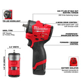 Milwaukee 3049-22 M12 FUEL 3/8" Subcompact Impact Wrench Kit with Friction Ring - 4