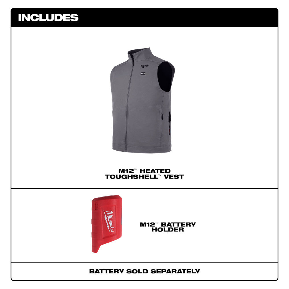 Milwaukee 304G-20 M12 Heated TOUGHSHELL Vest Gray (Vest Only) - 8