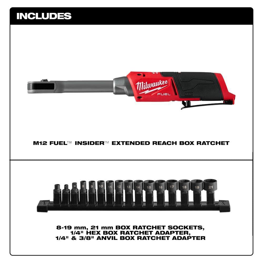 Milwaukee 3050-20 M12 FUEL INSIDER Extended Reach Box Ratchet - 3