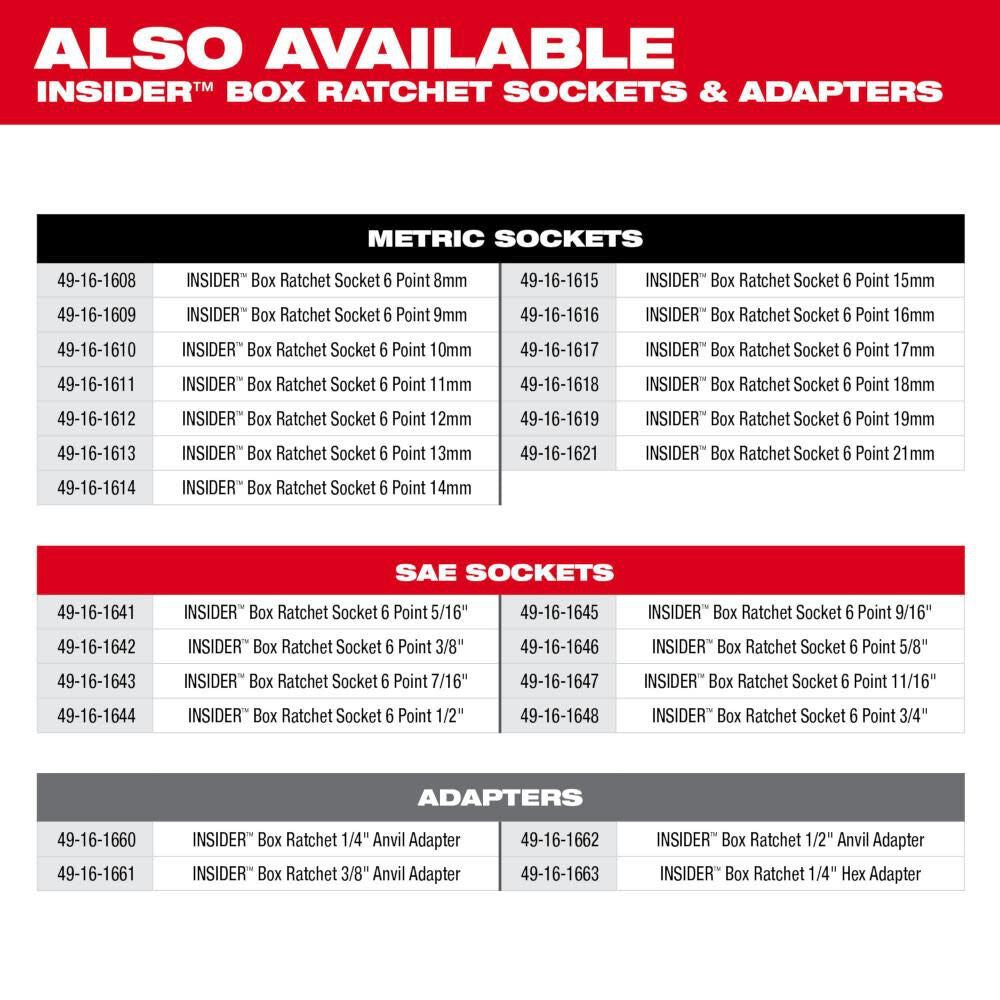 Milwaukee 3050-20 M12 FUEL INSIDER Extended Reach Box Ratchet - 6