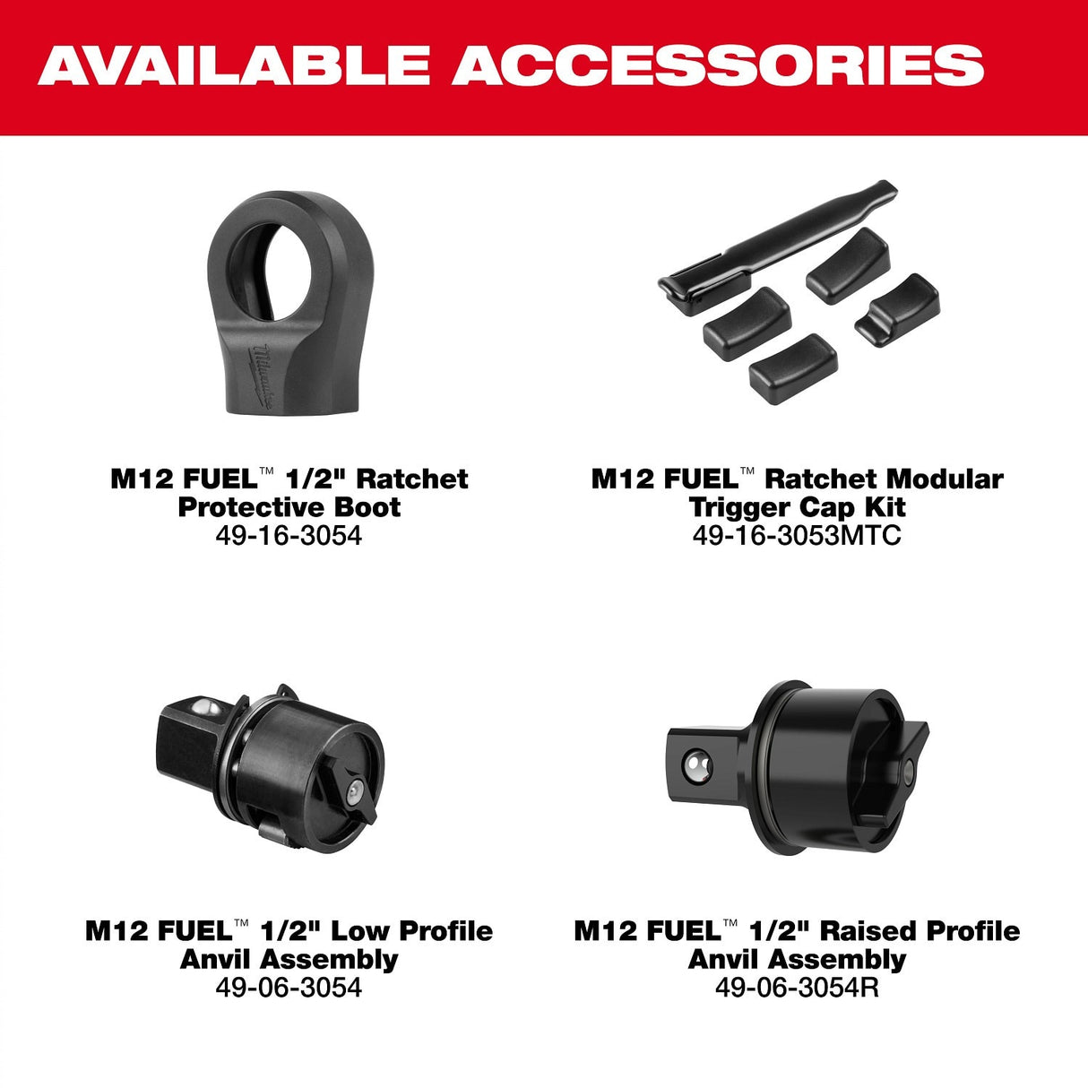 Milwaukee 3054-20 M12 FUEL 1/2 Inch Cordless Ratchet, 300 RPM, 80 ft-lbs, Compact Head (Bare Tool) - 13