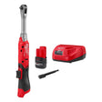 Milwaukee 3058-21 M12 FUEL 1/4" Extended Reach Ratchet Kit with 2.5Ah Battery and Charger