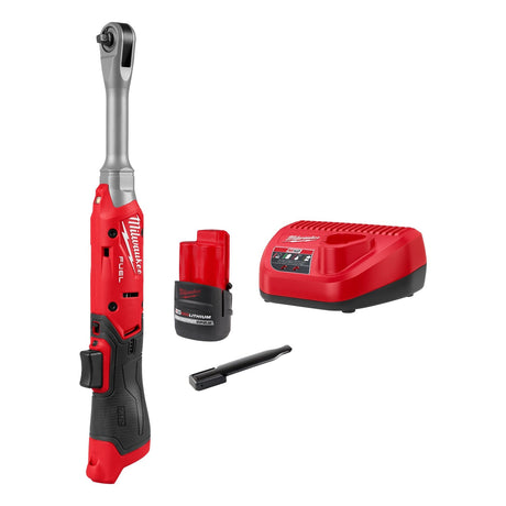 Milwaukee 3058-21 M12 FUEL 1/4" Extended Reach Ratchet Kit with 2.5Ah Battery and Charger