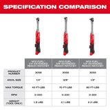 Milwaukee 3058-21 M12 FUEL 1/4" Extended Reach Ratchet Kit with 2.5Ah Battery and Charger - 12