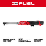 Milwaukee 3059-21 M12 FUEL 3/8" Extended Reach Ratchet Kit with 2.5Ah Battery and Charger - 2