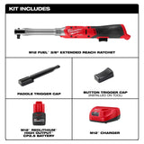 Milwaukee 3059-21 M12 FUEL 3/8" Extended Reach Ratchet Kit with 2.5Ah Battery and Charger - 3