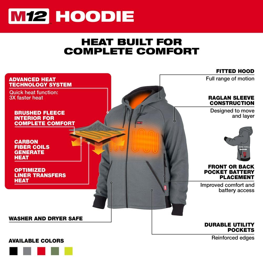 Milwaukee 306G-21 M12 Heated Hoodie Kit Gray - 2