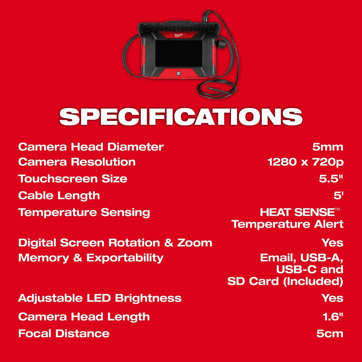 Milwaukee 3151-21 M12 Auto Shop Borescope with Wi-Fi File Sharing Kit - 10