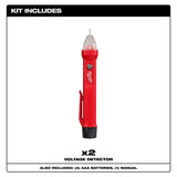 Milwaukee 3200D-20 Non-Contact Voltage Detector 50V to 1000V AC with Audible LED Alerts (2 Pack) - 2