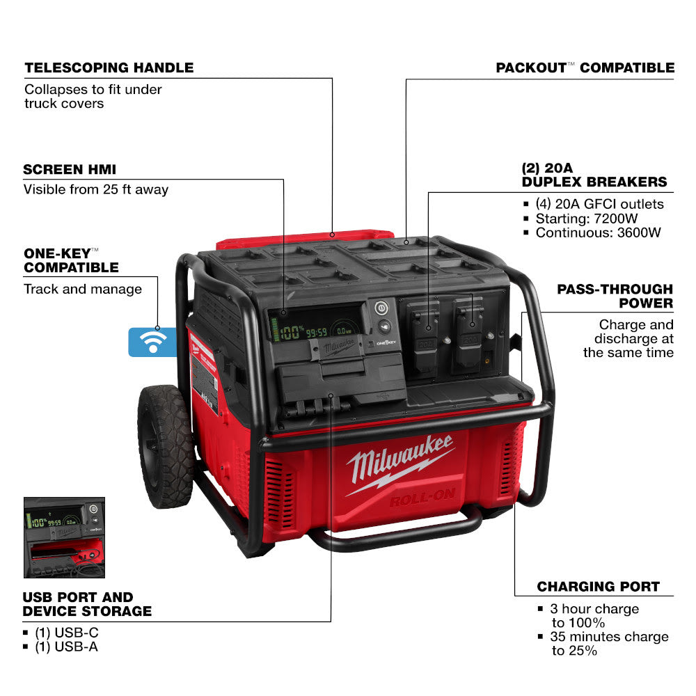 Milwaukee 3300R ROLL-ON 7200W/3600W 2.5kWh Power Supply - 8