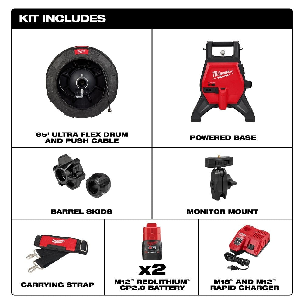 Milwaukee 3318-22A M12 65’ Ultra Flex Compact Inspection Camera Kit - 3
