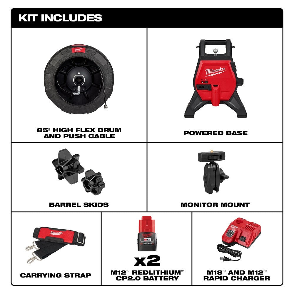 Milwaukee 3318-22B M12 85’ High Flex Compact Inspection Camera Kit - 3