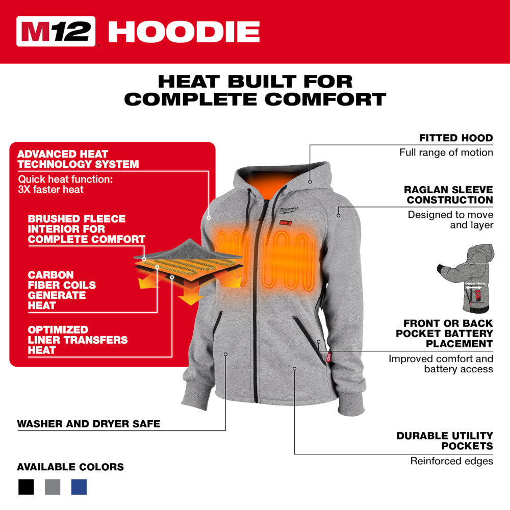 Milwaukee 336G-21 M12 Women's Heated Hoodie Kit Gray - 2