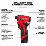 Milwaukee 3450-22 M12 Subcompact Brushless 1/4" Hex Impact Driver Kit - 2