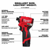 Milwaukee 3450-22 M12 Subcompact Brushless 1/4" Hex Impact Driver Kit - 2
