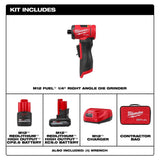 Milwaukee 3485-22 M12 FUEL 1/4" Right Angle Die Grinder Kit - 4