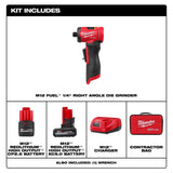 Milwaukee 3485-22 M12 FUEL 1/4" Right Angle Die Grinder Kit - 4