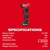 Milwaukee 3485-22 M12 FUEL 1/4" Right Angle Die Grinder Kit - 8